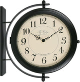 66264A 16-Inch Double Sided Metal Wall Clock with Antique Red Copper.Sturdy Frame