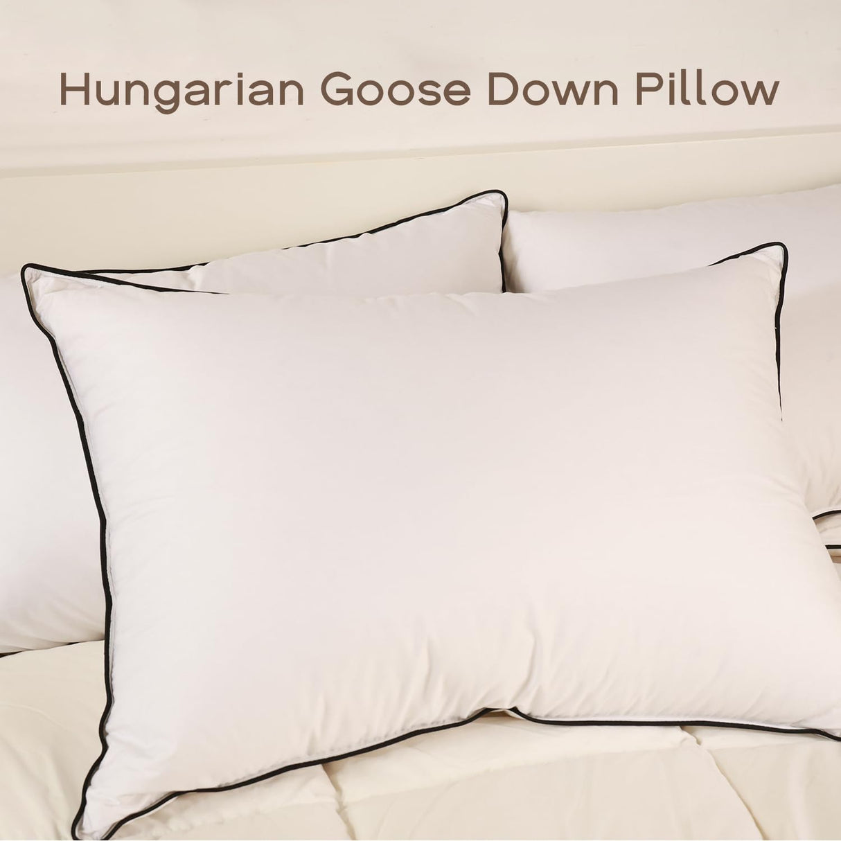 Luxury Hungarian Goose Down Pillows - Soft Down Pillow for Sleeping - 750 Fill Power