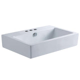 Clearwater White China Vessel Bathroom Sink with Overflow Holes & 3 Faucet Holes