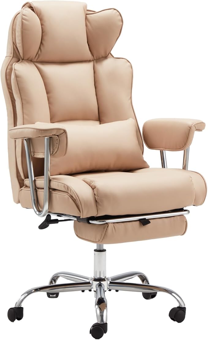 Big and Tall Office Chair with Foot Rest Comfortable Executive Reclining Office Chair