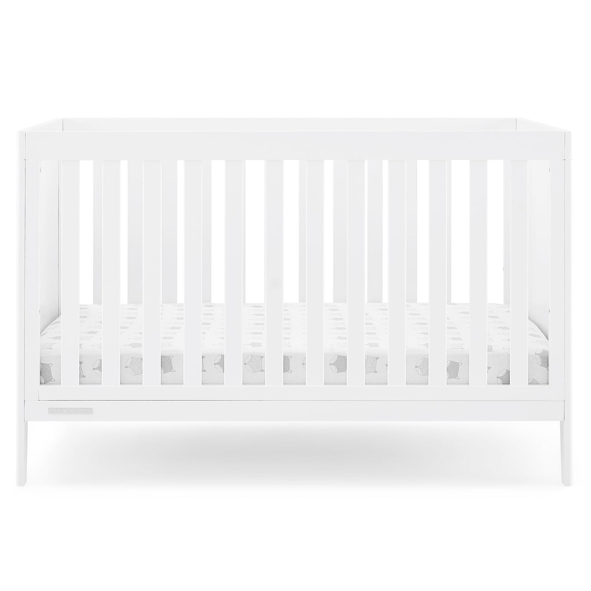 Hayes 4-in-1 Convertible Crib, Bianca White + Simmons Kids Silver Nights Dual Sided 2