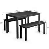 Dining Table with Bench, Wooden 3 Pcs Kitchen Dining Room Furniture