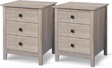 Set of 2 Nightstands for Bedroom - Wood Nightstand Set with Drawers