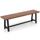 60” Wood Dining Bench, 3 Person Entryway Shoe Bench with Metal Frame, Rectangular