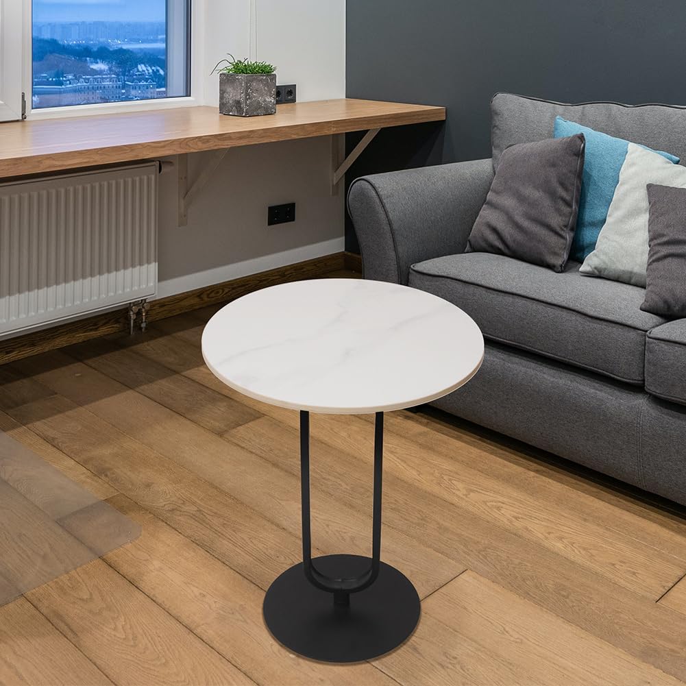 Side Table with Marble Top Metal Pub Bar Round Table Modern Sofa Side End Table Coffee