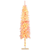 6FT Prelit Pencil Artificial Christmas Tree with Snow Flocked Branches