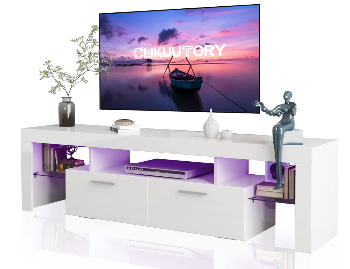 Modern LED 63 inch Long TV Stand with Large Storage Drawer for 50 55 60 65 70 75