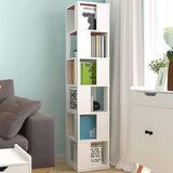 6 Tier Wooden Bookcase Corner Tall Book Shelf Modern 360° Rotating Storage Display Rack Floor