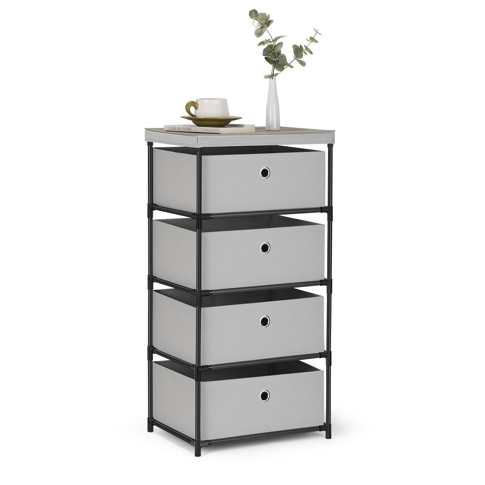 Fabric Storage Dresser with Drawers, 4 Drawers Clothes Organizer and Storage Tower for
