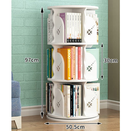 Tier DIY Bookshelf, 360° Rotating Bookcase,Floor Standing Display Shelves, Cultivate Children's Reading Interest,Birthday Color : B, Size : 50.5 * 97cm(3 Tier)