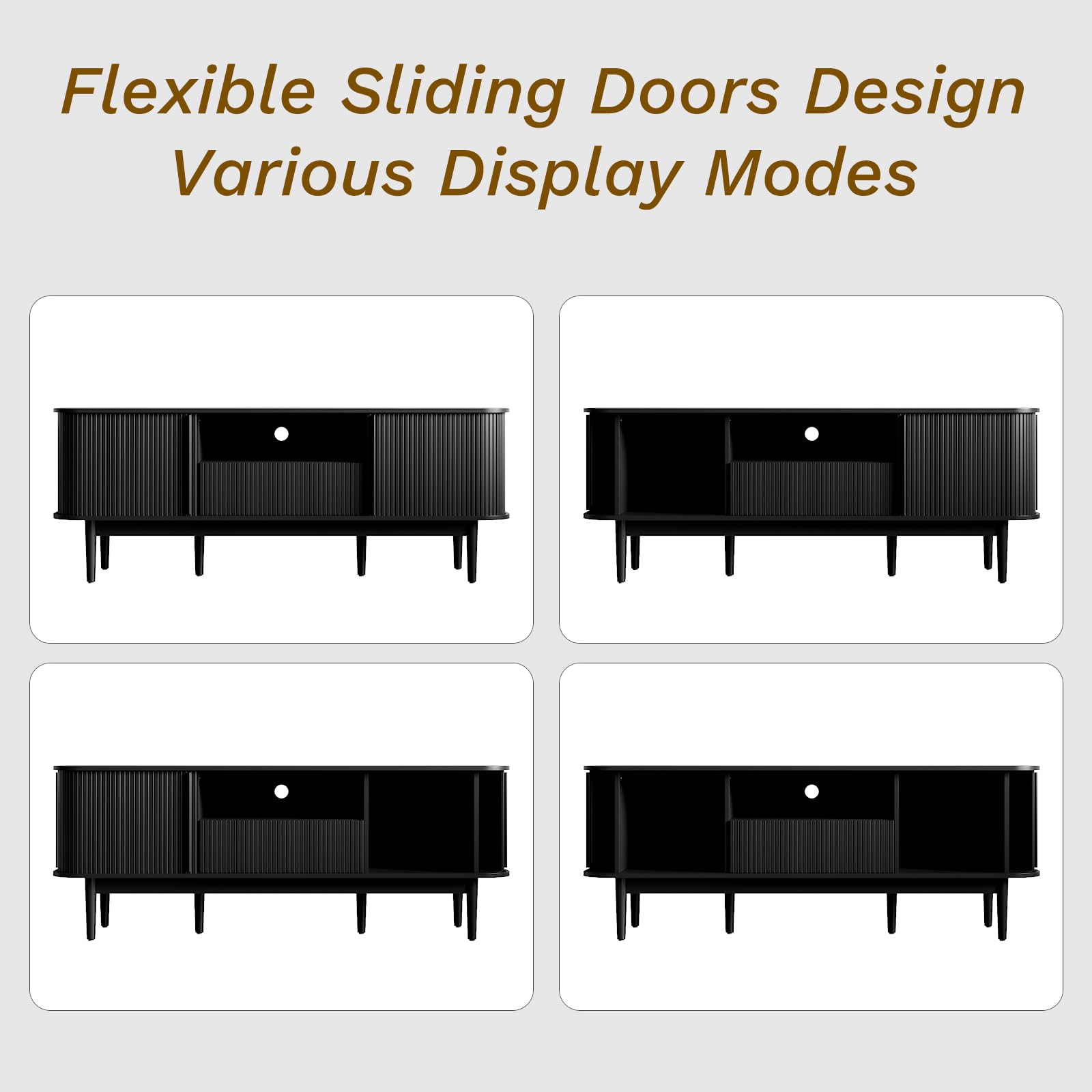 63" Black Fluted TV Stand for TVs up to 70"