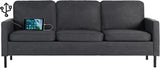 72" W Fabric 3 Seater Couch with 2 USB, Comfortable Sectional Couches and Sofas
