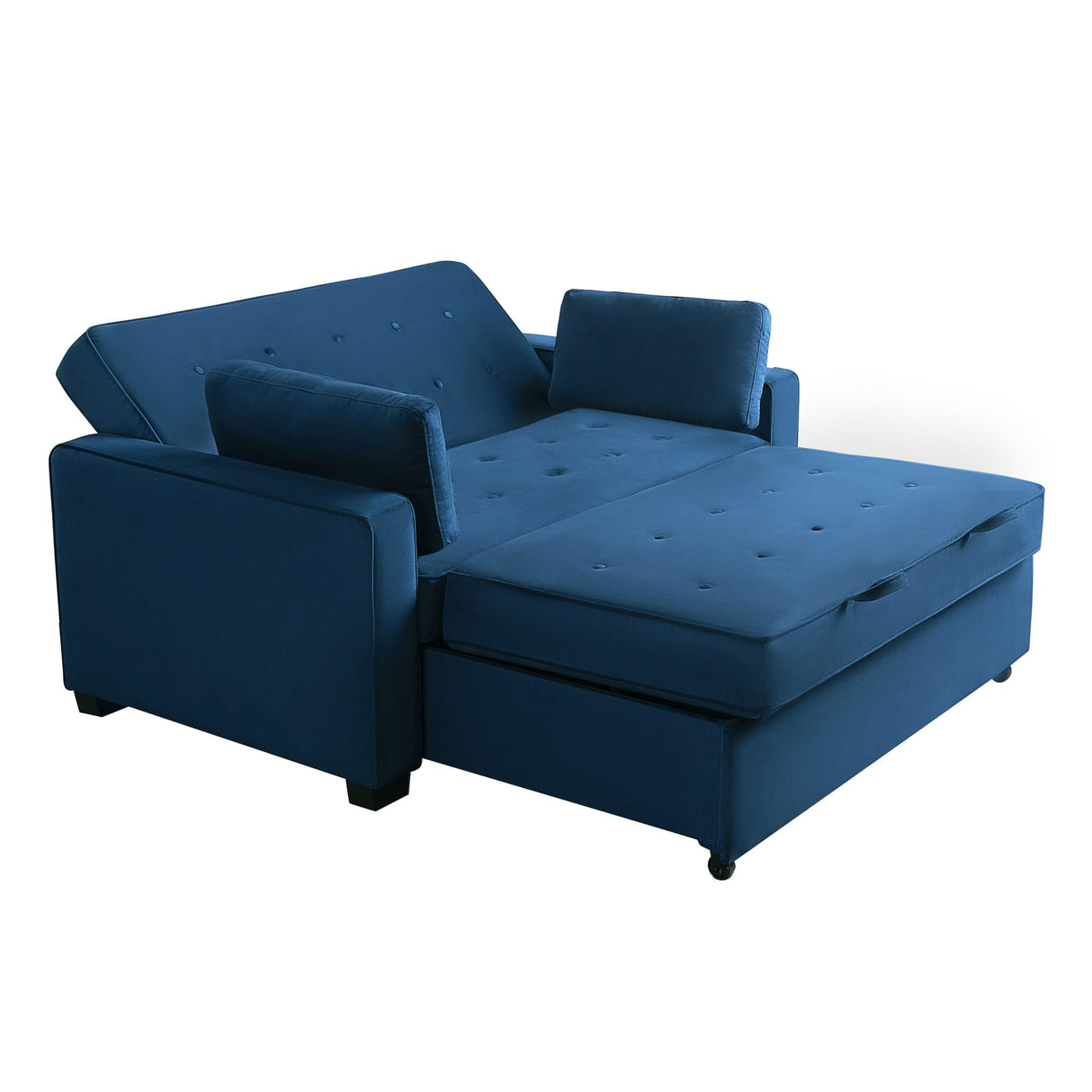 Full Size Convertible Loveseat, 66.5 x 37.6 x 38.6 in, Navy Blue