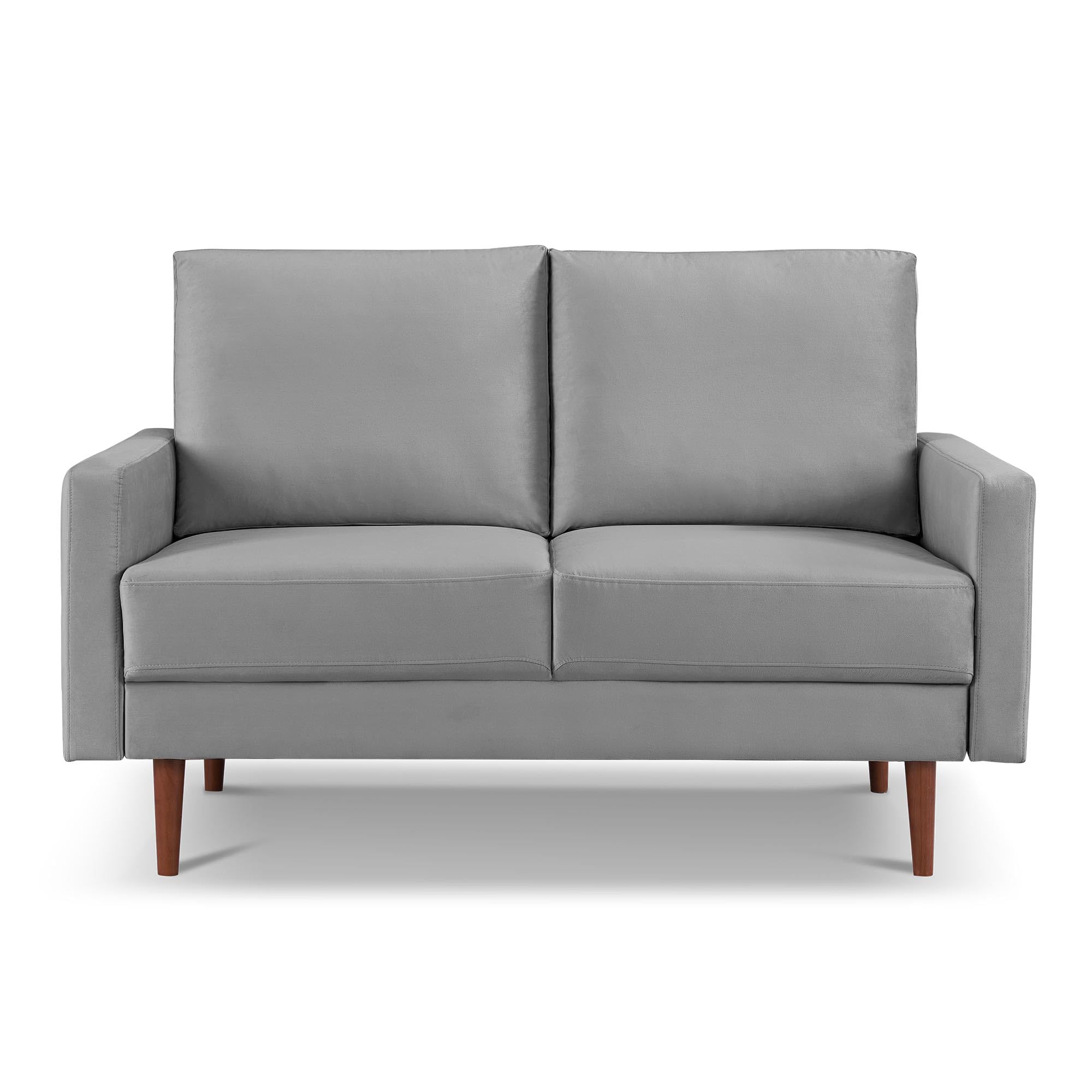 57" Gray and Dark Brown Velvet Loveseat