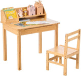 Kid Desk and Chair Set – Bamboo Lift-Top Child Desk with Storage and Hutch