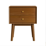 Solid Wood Nightstand with 2-Drawers, Mid-Century Modern Night Stand,Small Side End