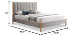 KonaGrey-K Kona Collection Mid-Century Modern Upholstered King Bed, Soft Grey Fabric