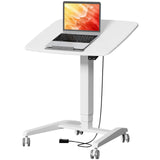 JYLH JOYSEEKER Electric Mobile Standing Desk, 28.3" to 51.2" Height Adjustment Rolling Sit Stand Desk with 90° Tiltable Desktop and 4 Lockable Wheels, Portable Laptop Desk for The Extra Tall/Kid