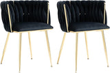 Velvet Dining Chairs Set of 4, Modern Upholstered Dining Chairs with Gold Metal Legs for