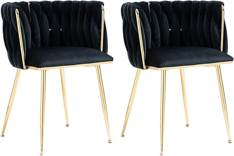 Velvet Dining Chairs Set of 4, Modern Upholstered Dining Chairs with Gold Metal Legs for