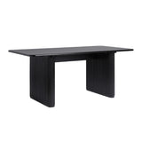 Modern Vertical Reeded Plinth-Base Dining Table, 68 Inch, Black