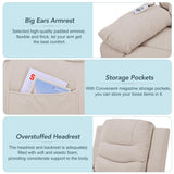 Power Lift Recliner Chair for Elderly Modern Linen Upholstered Electric Recliner Chair with Adjustable Massage and Heating Single Sofa Sofa with Infinite Position and Side Pocket for Living Room Beige