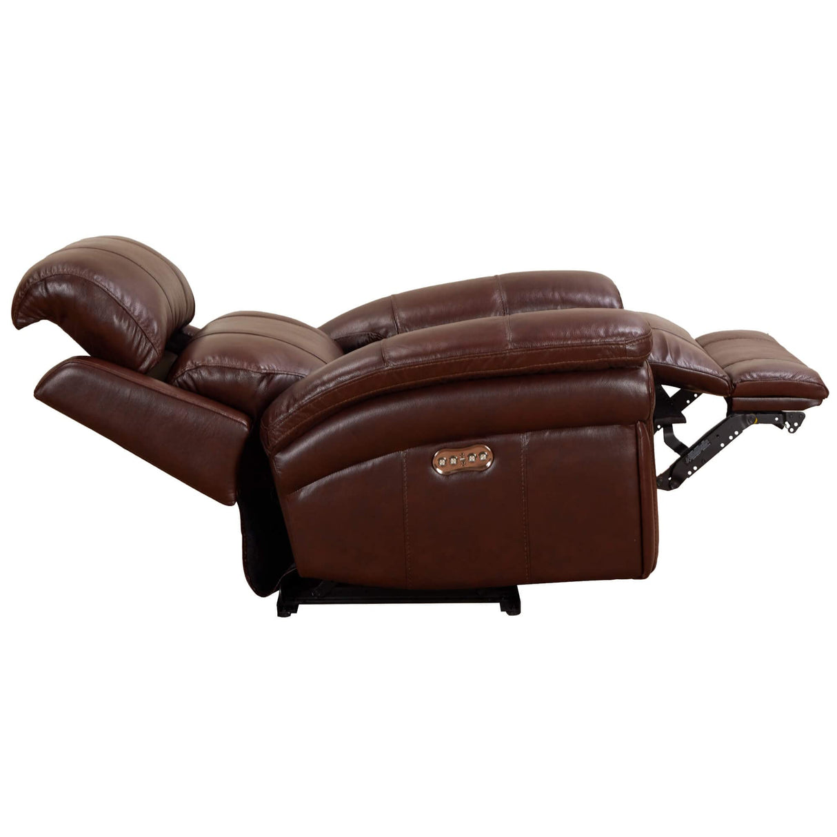 Leather Chair | Adjustable Headrest USB Ports Power Recliner, Apartment Sized, Deep Brown