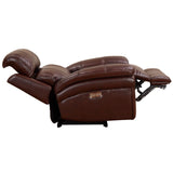 Leather Chair | Adjustable Headrest USB Ports Power Recliner, Apartment Sized, Deep Brown