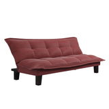 Lodge Convertible Futon Couch Bed with Microfiber Upholstery and Wood Legs, Red