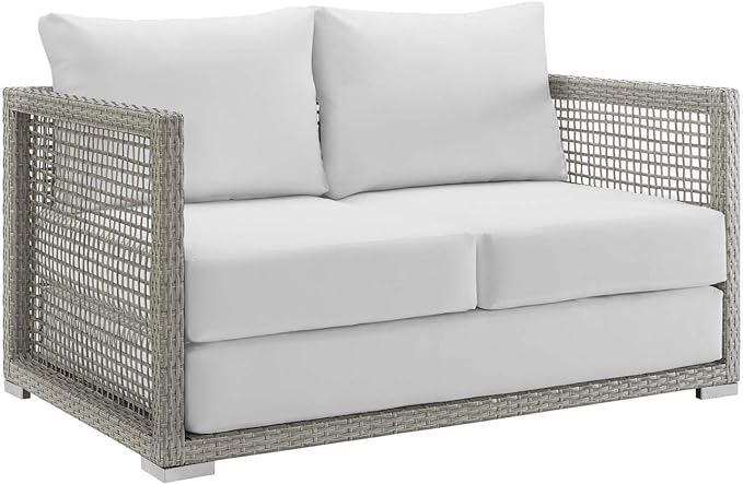 EEI-2924 Aura Wicker Rattan Outdoor Patio 52" Loveseat