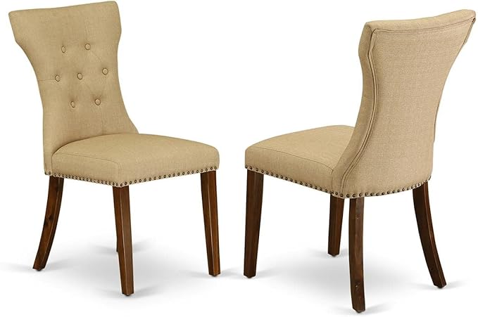 GAP7T40 Gallatin Parson Kitchen Chairs - Button Tufted Nailhead Trim Dahlia Linen Fabric Padded Dining Chairs