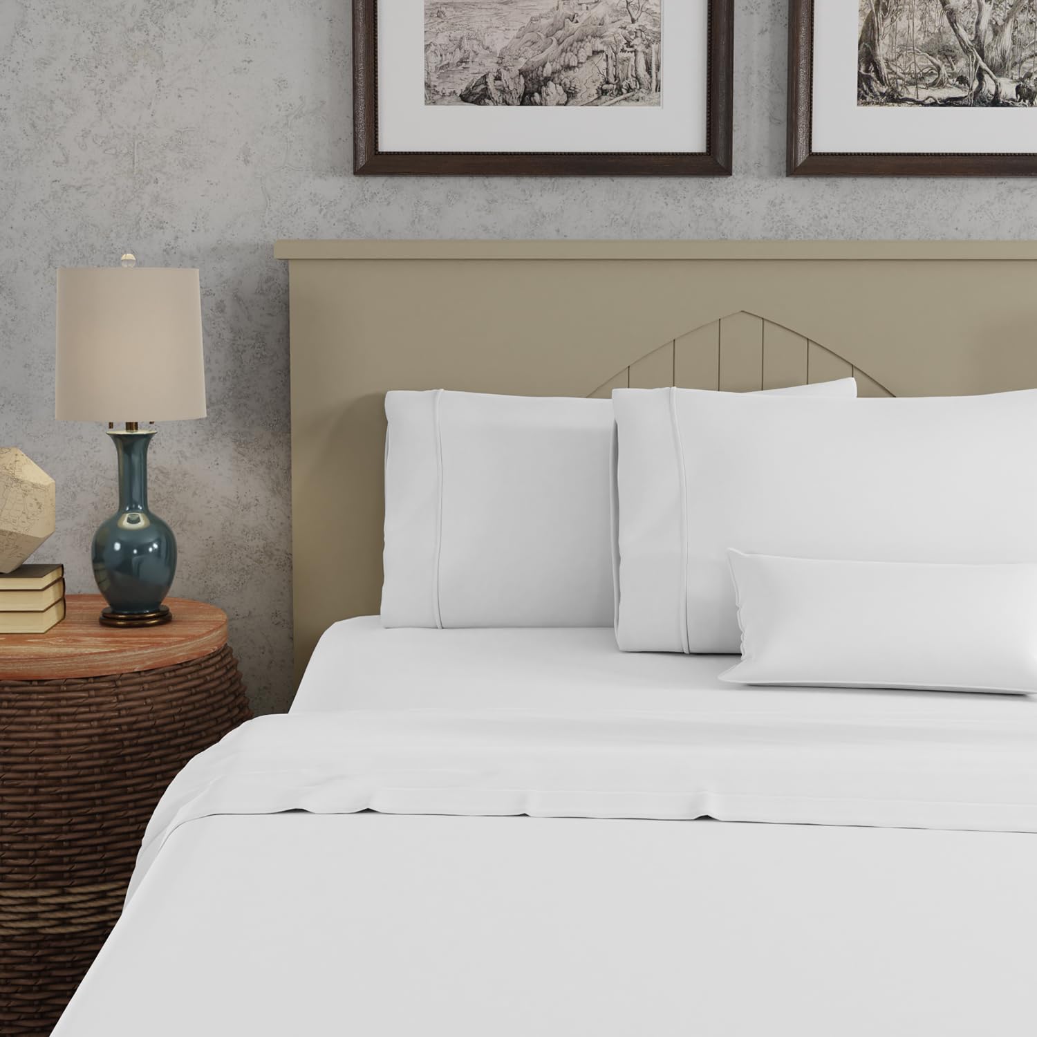 500TC 100% Tencel Lyocell Snow Sheets Set for Queen Size Bed, Ultra Soft & Silky Fall