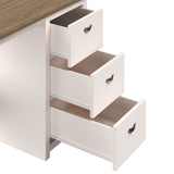 Traditional Desk with Attached 3-Drawer File Cabinet - for Home Office, Bedroom, Computer, or Craft Table by Lavish Home (White)