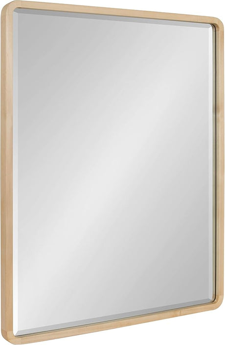 McLean Modern Wood Framed Rounded Rectangle Wall Mirror, 20 x 36, Walnut Brown