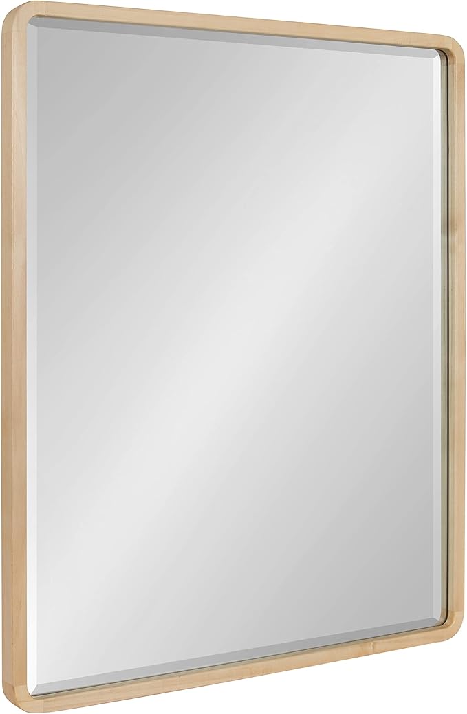 Modern Wood Framed Rounded Rectangle Wall Mirror