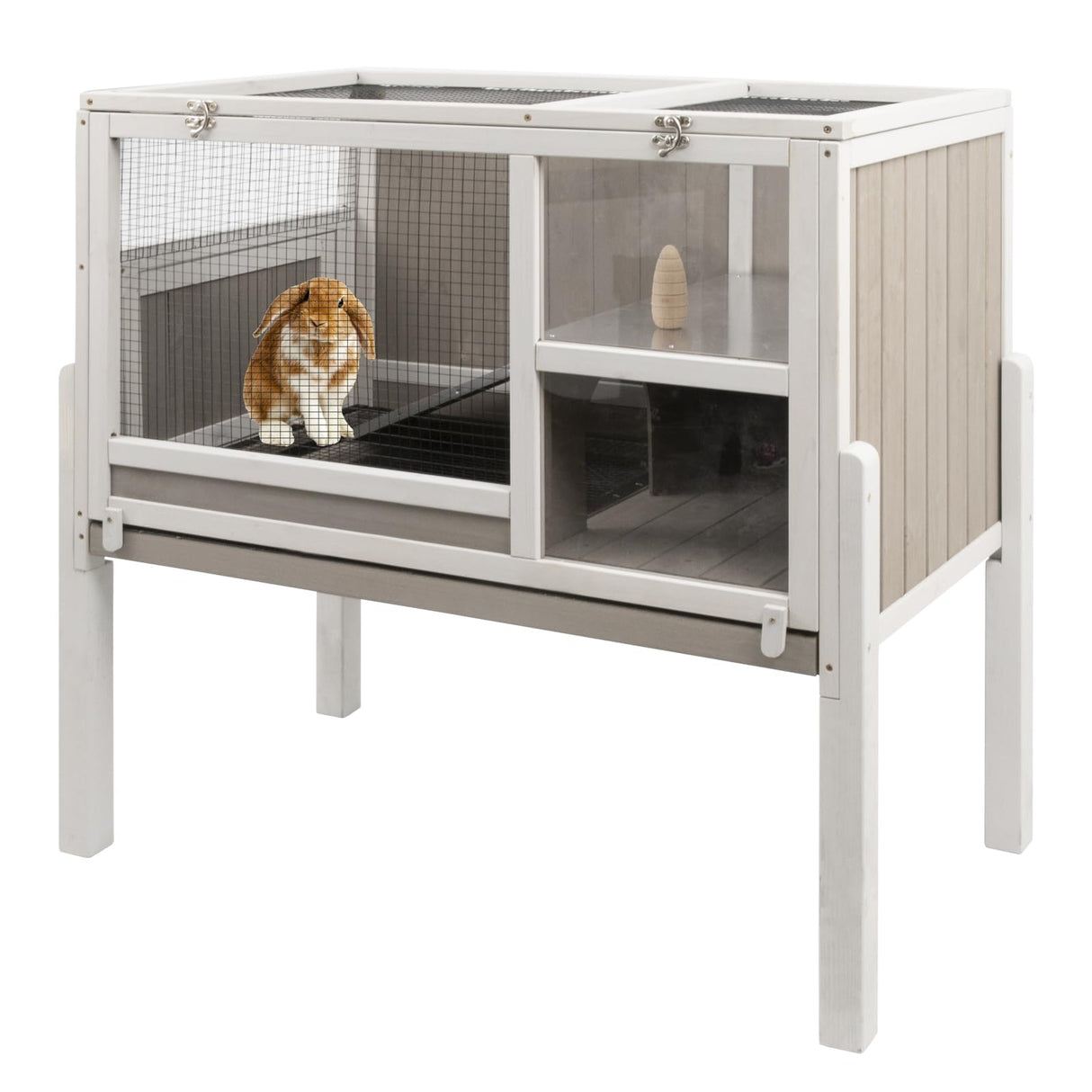 Elevated Rabbit Hutch Indoor 36.6" H Wooden Outdoor Bunny Hutch