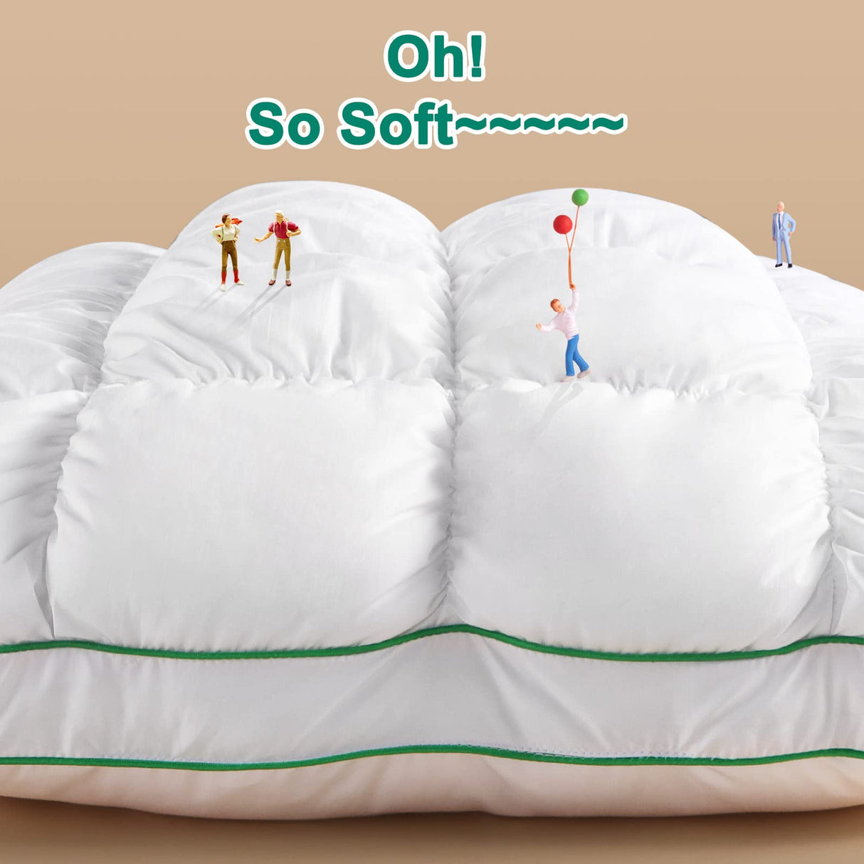 Fluffy Support Bed Pillow King Size, Super Soft Premium Down-Alternative