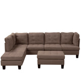 Modern Sectional Sofa L Shaped Couch with Reversible Chaise & Ottoman