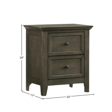 San Mateo Youth Nightstand, 2 Drawer Bedside Table, Gray