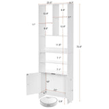 BEWISHOME 6 Tier Tall Bookcase with Doors, White Bookshelf with Cabinet, Modern Book Shelf Display Rack for Living Room and Home Office JCJ72W