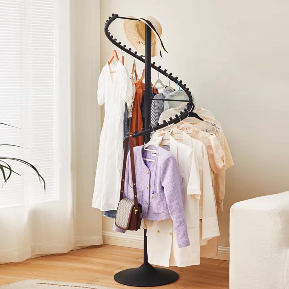 71 Inch Spiral Clothing Rack, Retail Metal Garment Rack, Modern Freestanding Coat Rack