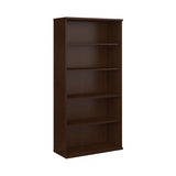 Series C Tall 5 Shelf Bookcase in Mocha Cherry, Large Bookshelf for Home and Professional Office