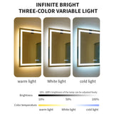 18x24 LED Smart Bathroom Mirror - Anti-Fog, Dimmable, Front & Backlit