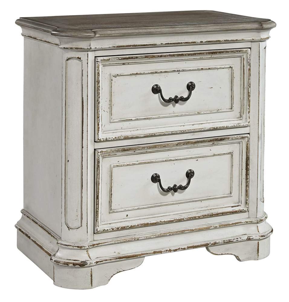 Magnolia Manor 2 Drawer Night Stand, W28 x D17 x H28, White