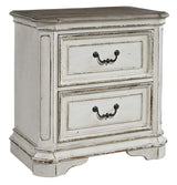 Magnolia Manor 2 Drawer Night Stand, W28 x D17 x H28, White