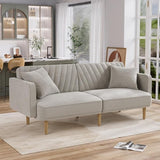 Futon Sofa Bed, Upholstered Comfy Velvet Futon Couch, Sleeper Sofa, Loveseat