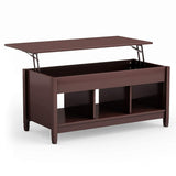 Table with Hidden Storage Compartment, Display Shelves, Lift Tabletop for Living Room,