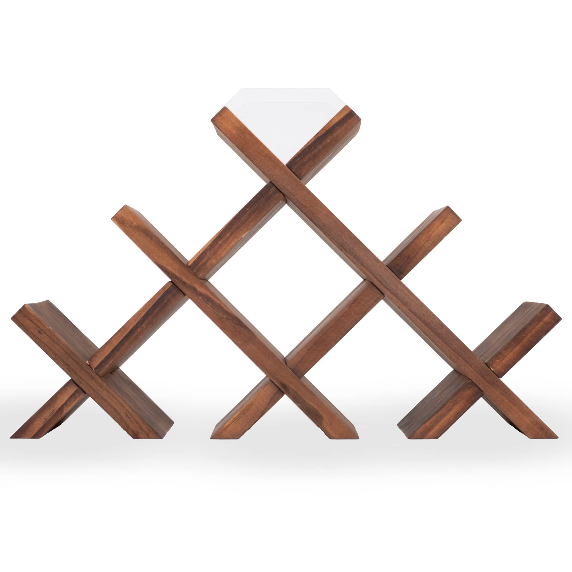 Alella Countertop Wood Wine Rack for 8 Bottles Holder and Cork Storage Tabletop