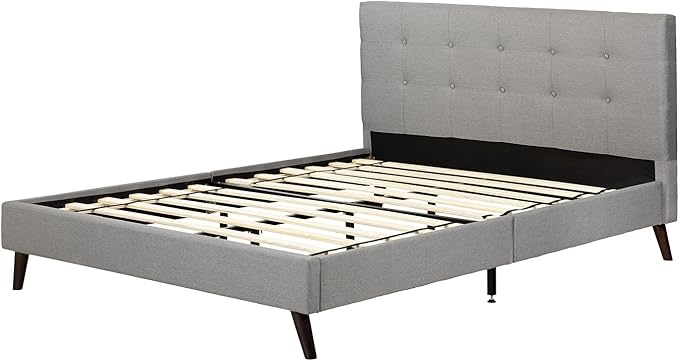 Fusion Padded Upholstered Platform Bed and Headboard-Full-Medium Gray