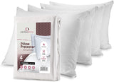 Pillow Protectors 4 Pack Standard Zippered - 100% Cotton Breathable Pillow Covers